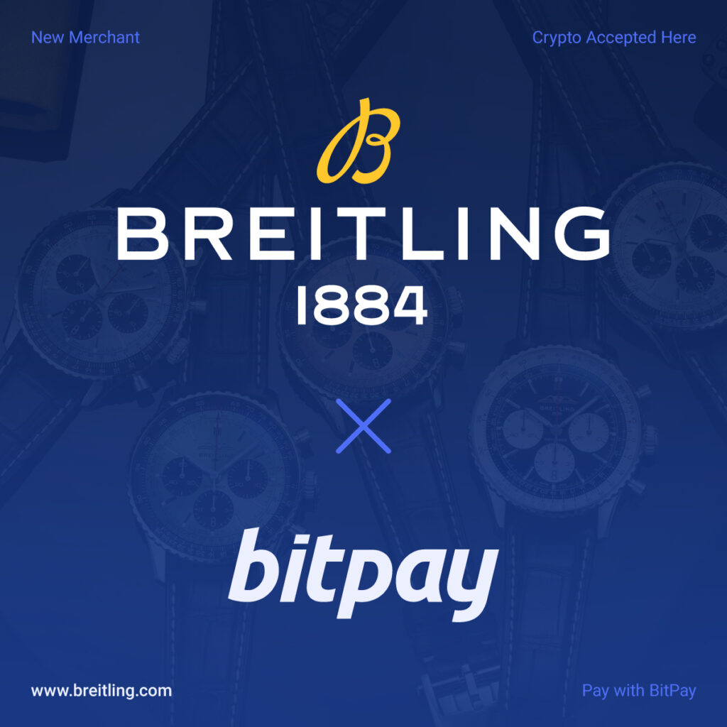 Breitling s'associe à Bitpay pour activer les paiements cryptographiques pour ses montres de luxe.