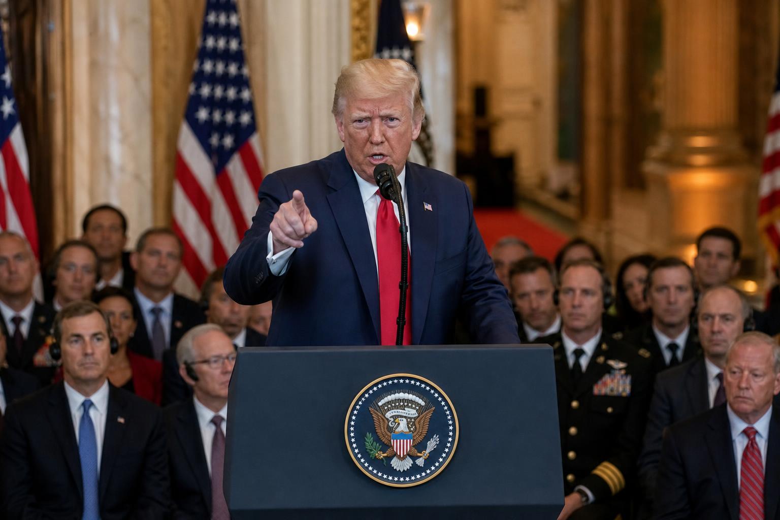 lors d'une cérémonie marquante, donald trump affirme avec fermeté que l'iran ne possédera jamais l'arme nucléaire, soulignant son engagement pour la sécurité internationale.