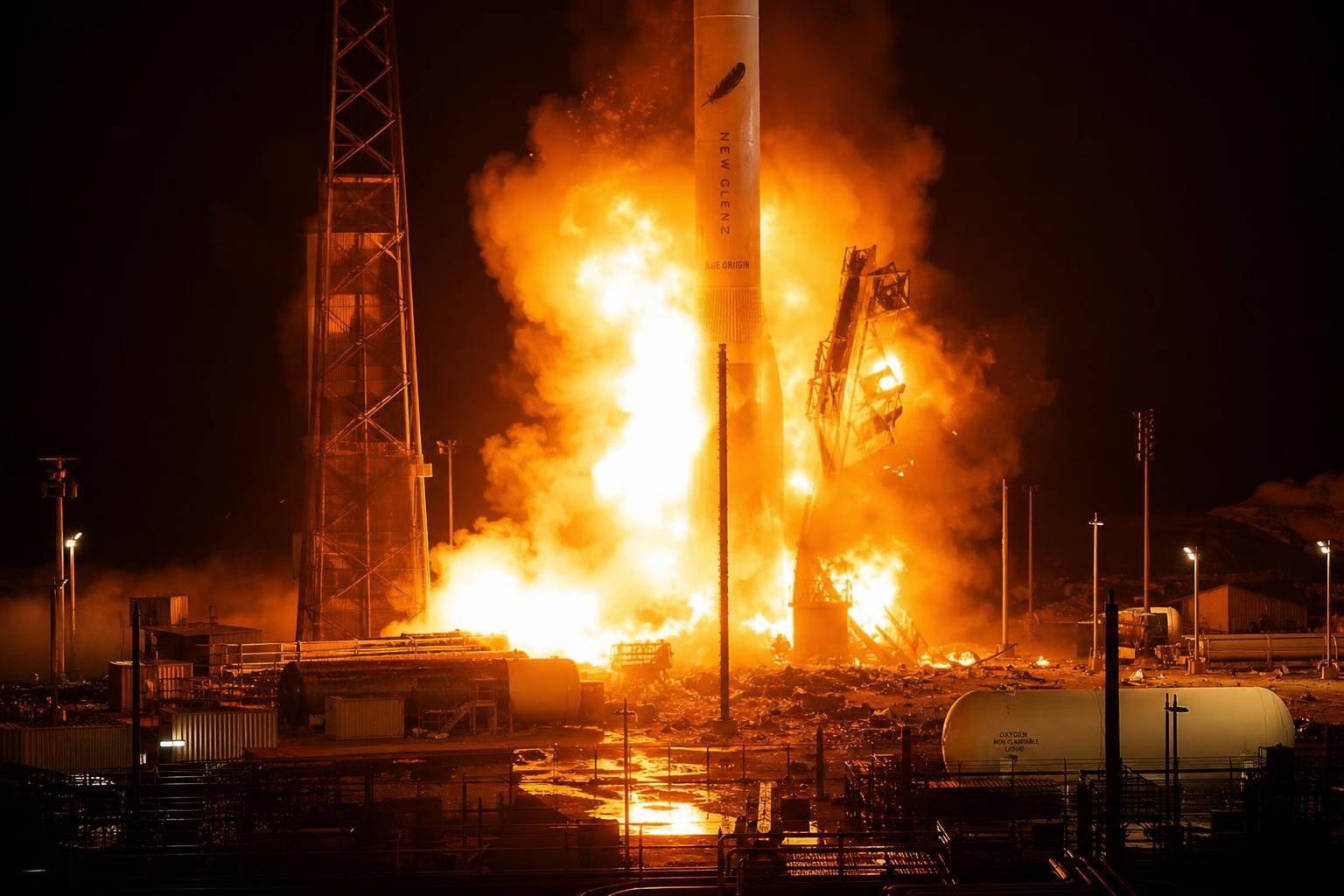 découvrez les conséquences de l'explosion de la fusée new glenn, un revers majeur pour jeff bezos et la nasa dans leur course à l'exploration spatiale.