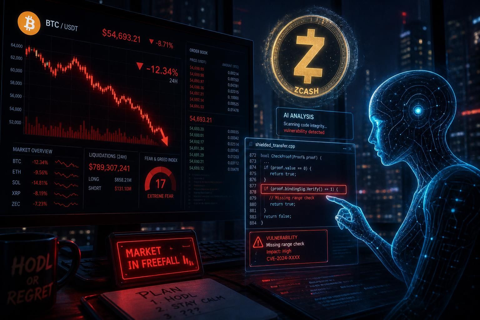 bitcoin plonge suite à la découverte d'une faille critique dans zcash par claude opus 4.8, déclenchant une onde de choc majeure dans l'univers des crypto-monnaies.