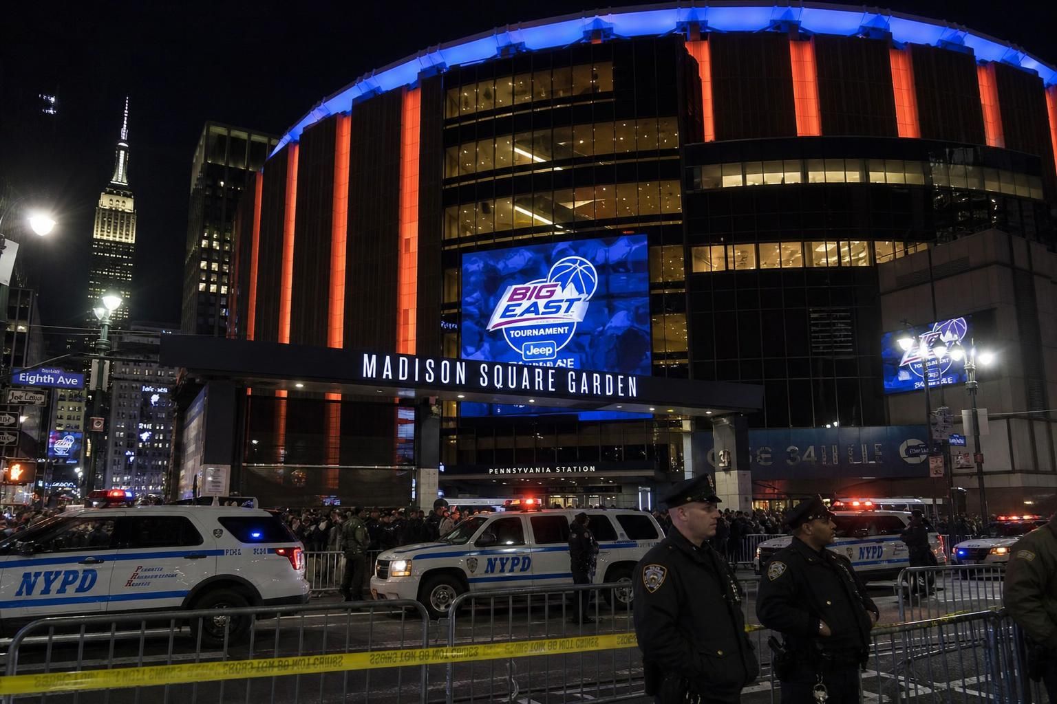 new york renforce ses mesures de sécurité pour l'arrivée de donald trump lors du match des knicks, afin d'assurer la sûreté des participants et des spectateurs.